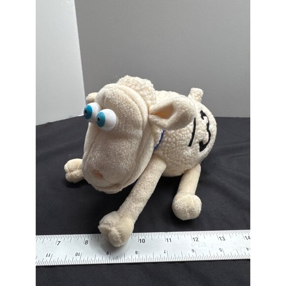 Sheep Plush Toy #13 7” Stuffed Animal With Blue Bow & Big Eyes Counting Sheep - Picture 1 of 8